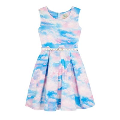 Yumi Girl Blue Cloud Print Day Dress